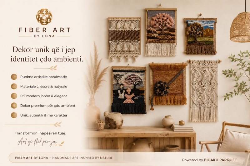 Po kërkon një dekor unik që nuk gjendet në dyqanet e zakonshme? Fiber Art by Lona krijon punime handmade që i japin identitet dhe elegancë çdo ambienti.