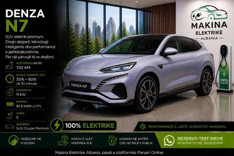 DENZA N7, makinë elektrike SUV premium me dizajn modern dhe performancë të lartë, ideale për përdorim të përditshëm, biznes dhe klientë që kërkojnë luks dhe teknologji të avancuar.