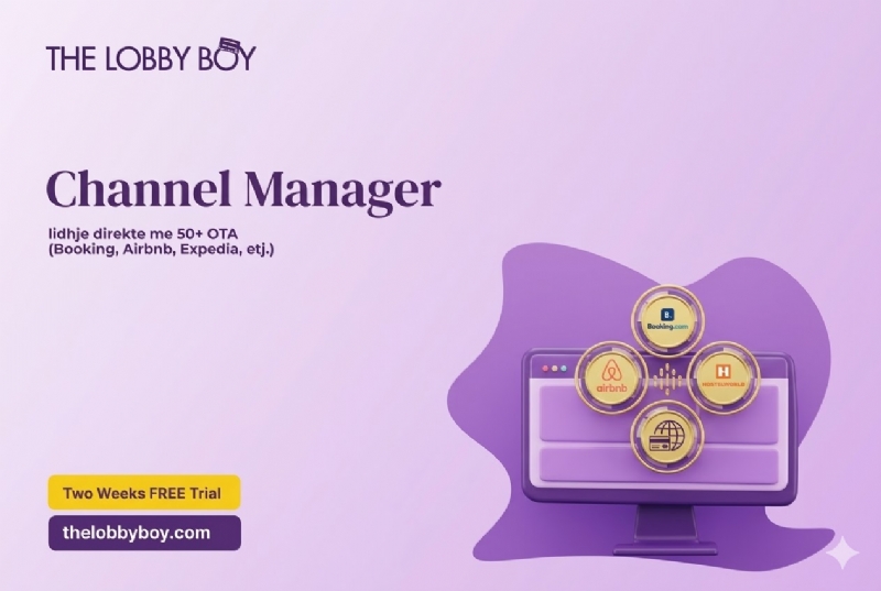 Channel manager hotel Shqiperi, menaxhim kanalesh shitjeje hotel, lidhje me Booking, Airbnb, Expedia, sinkronizim disponueshmërie dhomash, OTA integration hotel software, si te shmang overbooking hotel, channel manager per bujtine